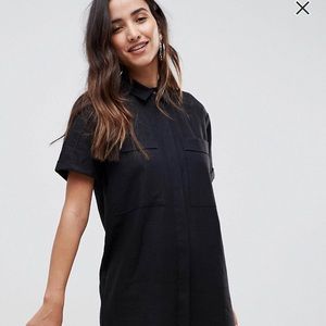Asos linen black dress